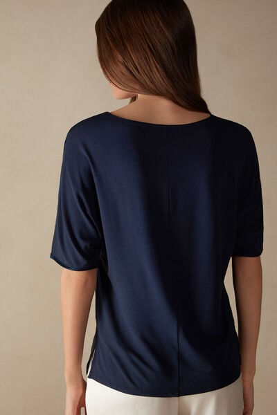 Short-Sleeved Silk and Modal Top