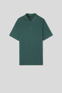 Washed Collection Short-Sleeved Slub Cotton Polo Shirt