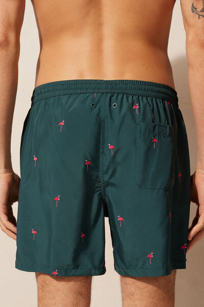 Costume Boxer Mare Ricamo Fenicotteri