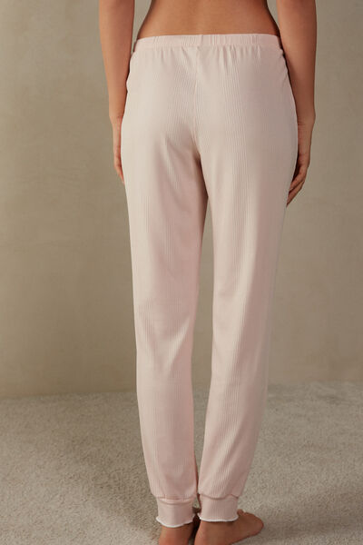 Soft Ribs Trousers with Cuffed Ankles.