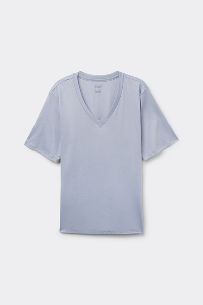 Kurzarmshirt mit V-Ausschnitt aus Elevated Cotton