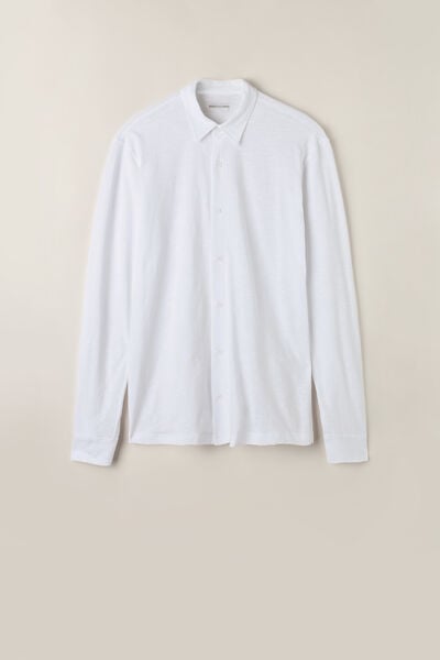Long-Sleeved Slub Cotton Shirt