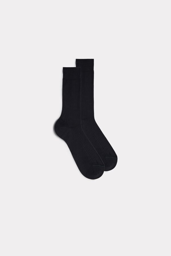 Short Ribbed Cotton Lisle Socks