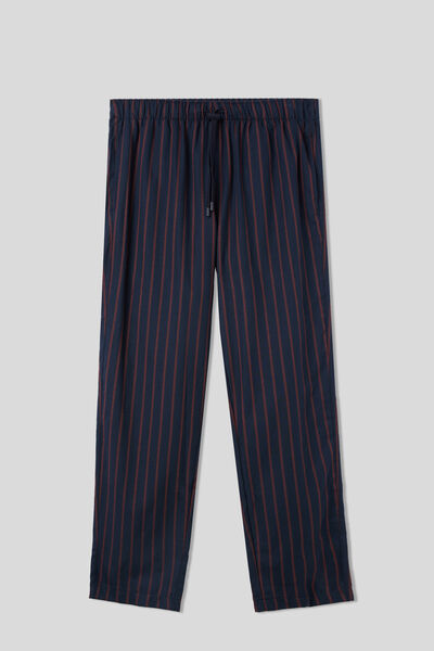 Pantaloni Lungi cu Dungă Maro din Pânză de Bumbac
