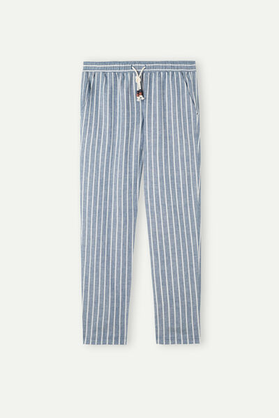 Pantaloni Lungi din In și Bumbac în Dungi