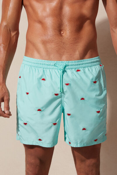 Watermelon-Embroidered Swim Shorts