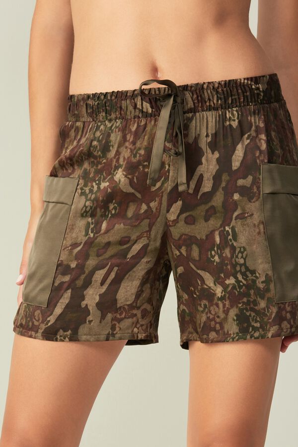 Shorts in Nature Texture Satin Viscose