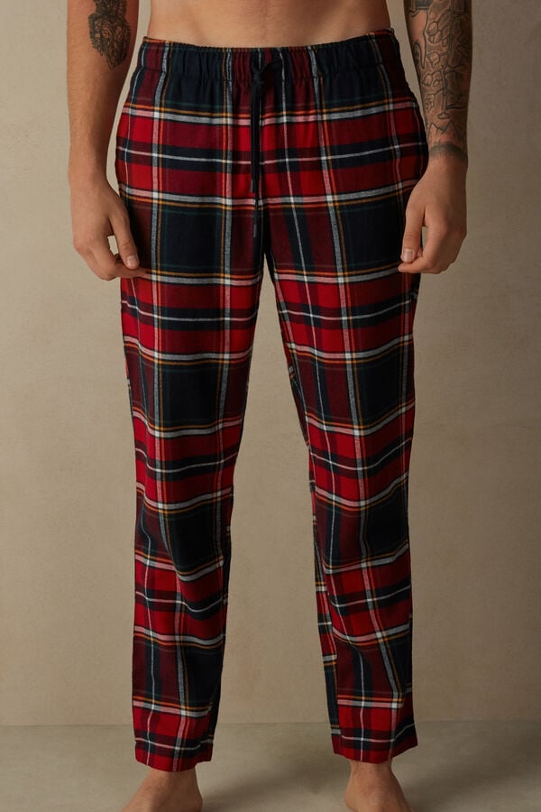 toetje Overwinnen Tot stand brengen Full Length Pants in Red/Green Plaid Brushed Cloth | Intimissimi