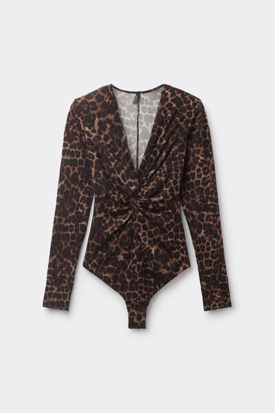 Luxurious Leopard Long Sleeve Modal Bodysuit