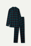Full-Length Checked Brushed Plain-Weave Cotton Pyjamas