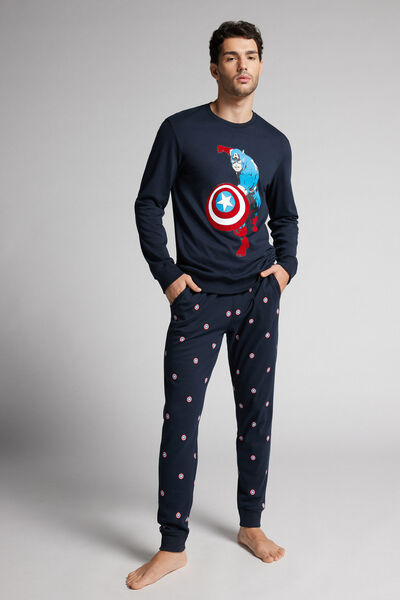 Lange Pyjama Marvel Captain America van Katoen