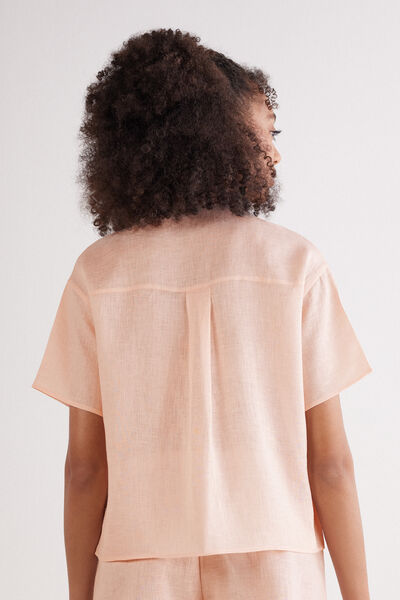 Camicia Manica Corta in Tela di Lino