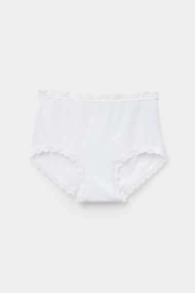Culotte Vita Alta in Cotone e Pizzo