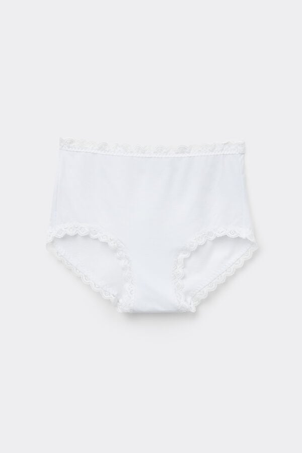 Panty mit hohem Bund aus Baumwolle und Spitze