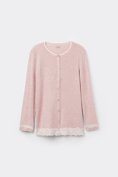 Modal and Lace Button-Down Top