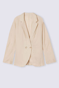 Double-Breasted Plain-Weave Linen Blazer