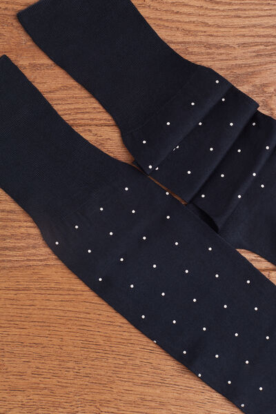 Men’s Long Socks in Patterned Lisle Cotton