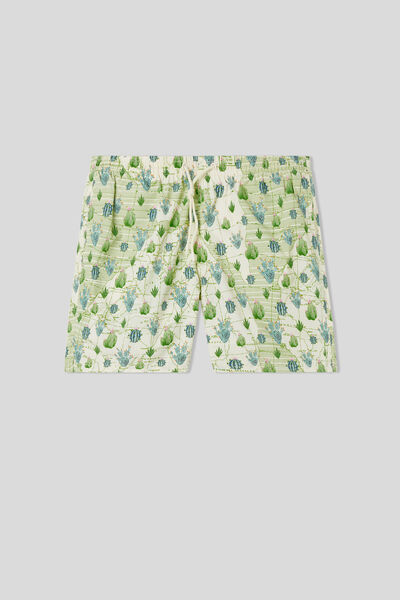 Swim Trunks with Cactus and Map Print