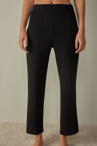 Pantalon palazzo en molleton de modal avec cachemire