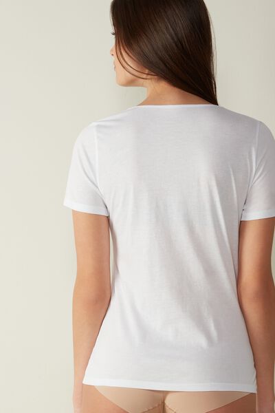 T-shirt manches courtes en coton ultraléger supima® avec col V