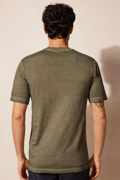 Oil Washed Short-Sleeved Cotton Top