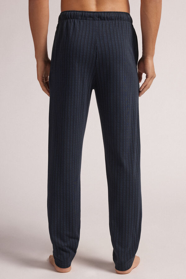 Bas de pyjama en coton imprimé rayé bleu