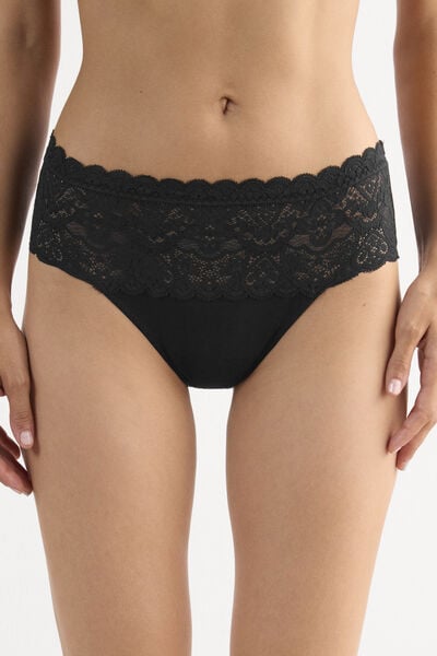 Slip Alto in Pizzo e Cotone