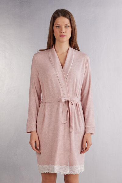 Modal Robe with Lace Detail