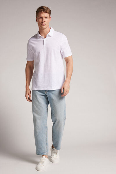 Short-Sleeved Slub Cotton Polo Shirt