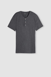 Superior Cotton T-Shirt with Grandad Collar