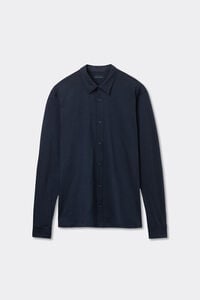 Long-Sleeved Slub Cotton Shirt