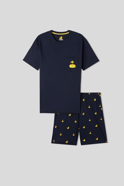 Short Cotton Pyjamas with Rubber Duck Print