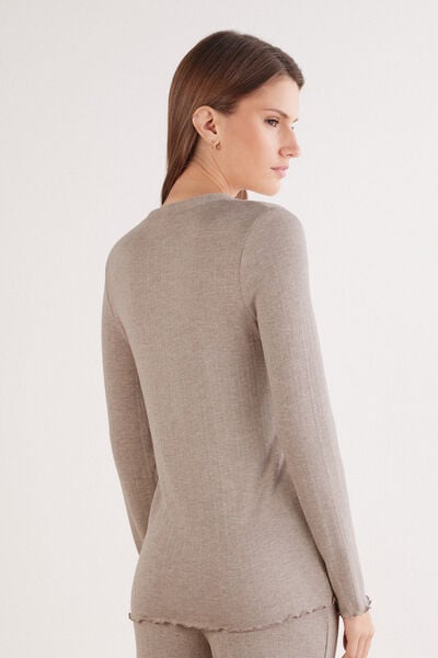 Maglia Aperta Davanti in in Modal con Cashmere Luxyury Softness