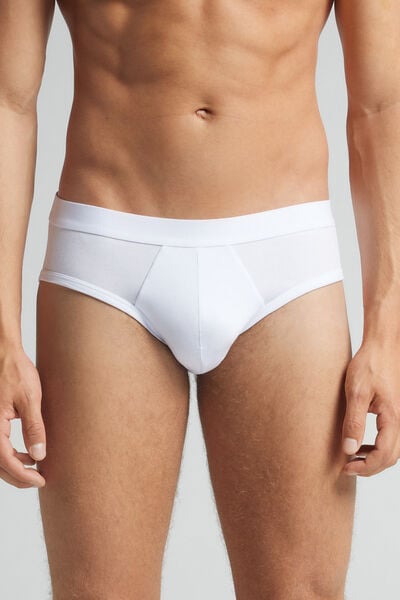 Cotton Briefs with Exposed Elasticated Waistband