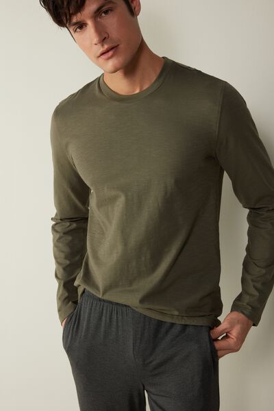 Long-Sleeved Top in Flamed Cotton