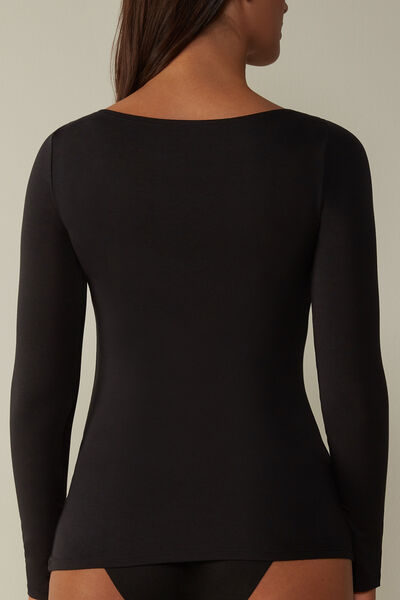 Shirt aus Mikromodal mit U-Boot-Ausschnitt