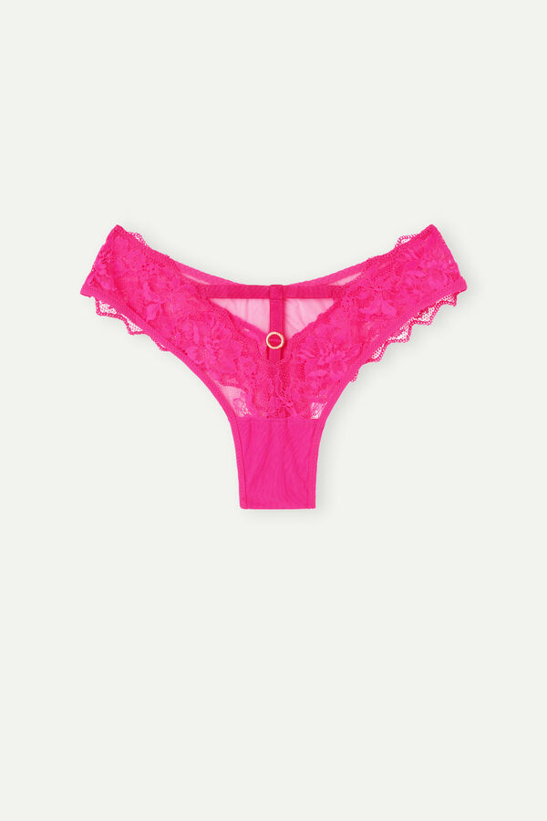 Eternal Bliss Low Rise Brazillian Lace Panty - Red Berry