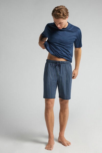 Shorts de Algodón con Estampado a Rayas