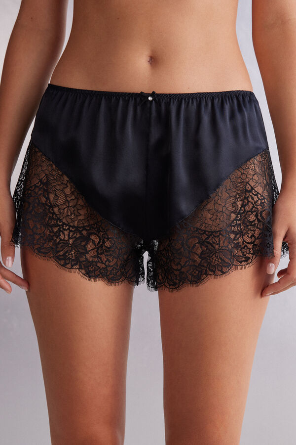 Living in Luxe Silk and Lace Shorts