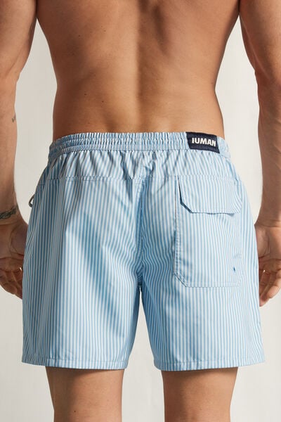 Reversible Blue/White Striped Swim Trunks