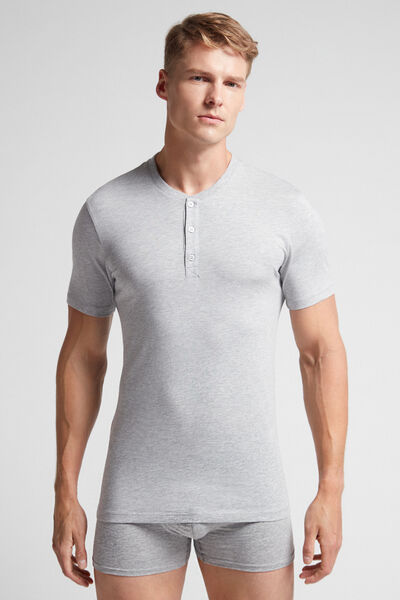 Tricou tip Henley din Bumbac Superior