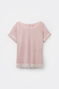 Short-Sleeve Modal Top with Lace Detail