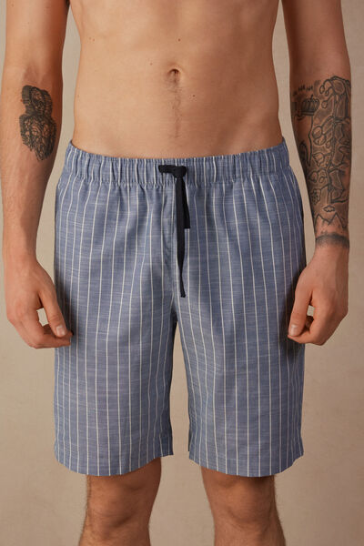 Microstripe Shorts in Cotton Cloth