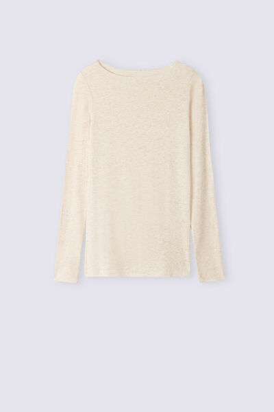 Light Modal with Lamé Cashmere Round-Neck Top