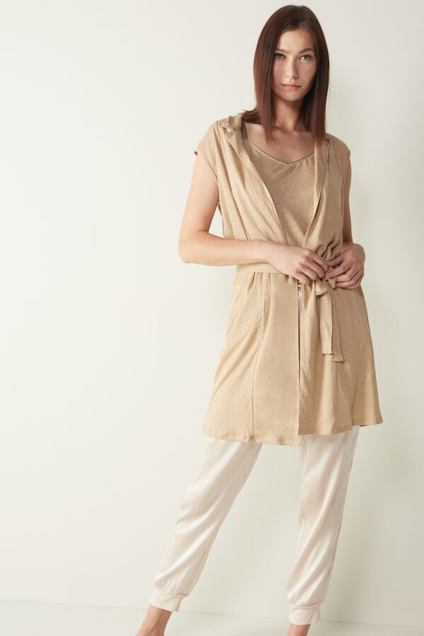 Belted Linen Wraparound Dress