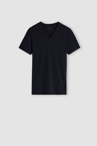 T-Shirt met V-Hals van Extrafijne Superieur Stretchkatoen