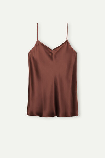 Top en Satin de Soie avec Col en V