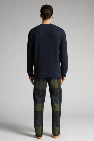 Full-Length Blue and Green Check Tricot Pyjamas