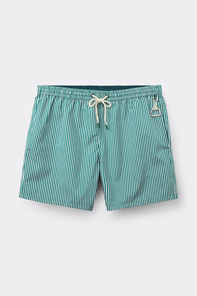 Costume Boxer Mare Reversibile Riga Bianco/Verde