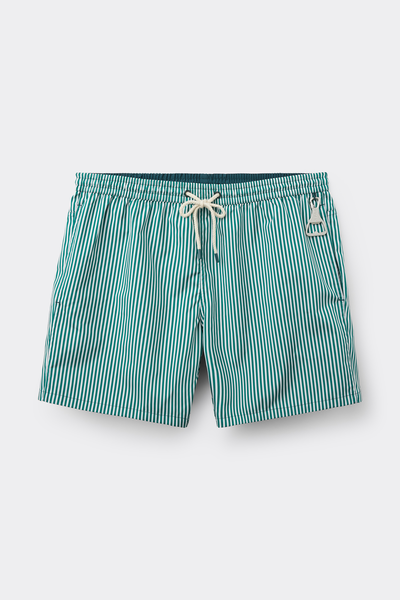 Costume Boxer Mare Reversibile Riga Bianco/Verde